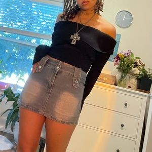 see thru mesh like off the shoulder ribbed black top